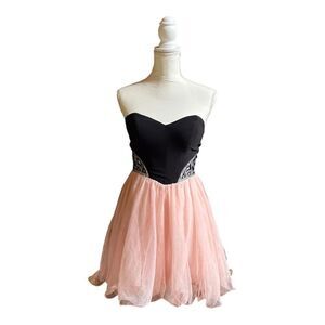 Blondie Nites by Stacy Sklar Strapless Formal Prom Homecoming Dress Tulle US 3